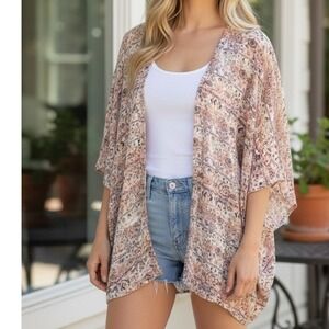 Victoria's Secret floral open front Kimono cardigan robe light summer cover XS.S